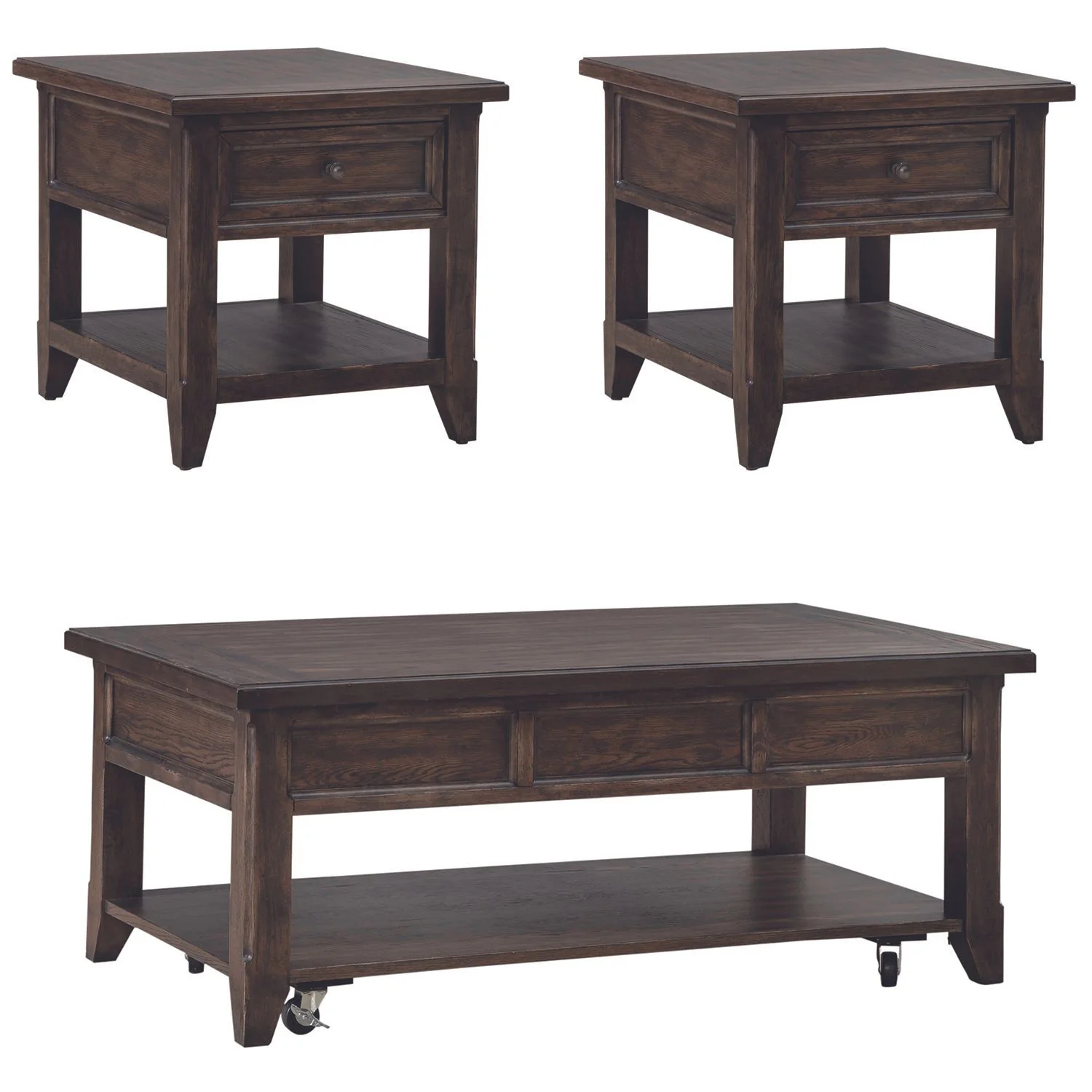 Paradise Valley - 3 Piece Table Set (Lift Top Cocktail Table) - Saddle Brown - Image 2