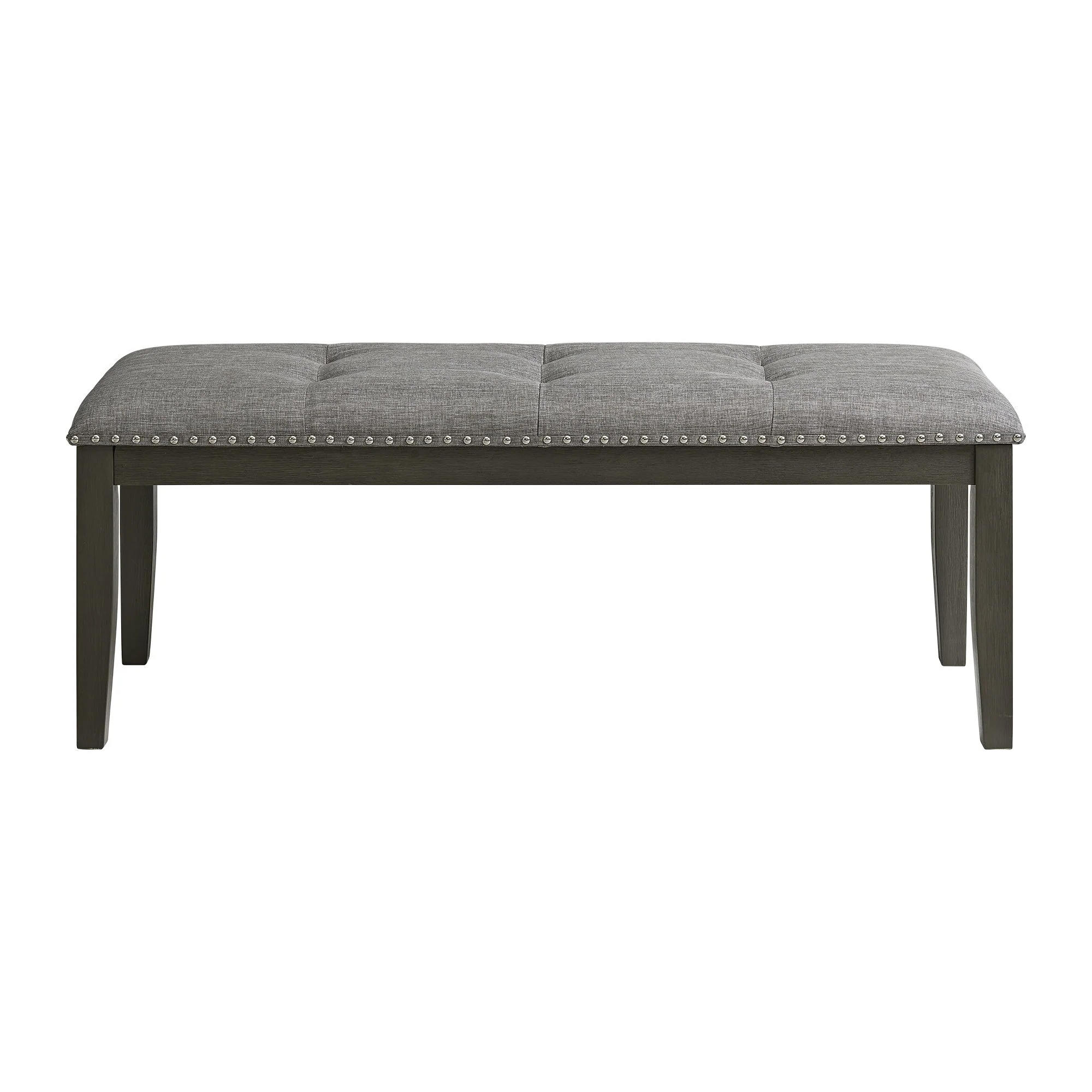 Everdeen - Bench With Gray Fabric and Nail Heads - Charcoal - Image 3