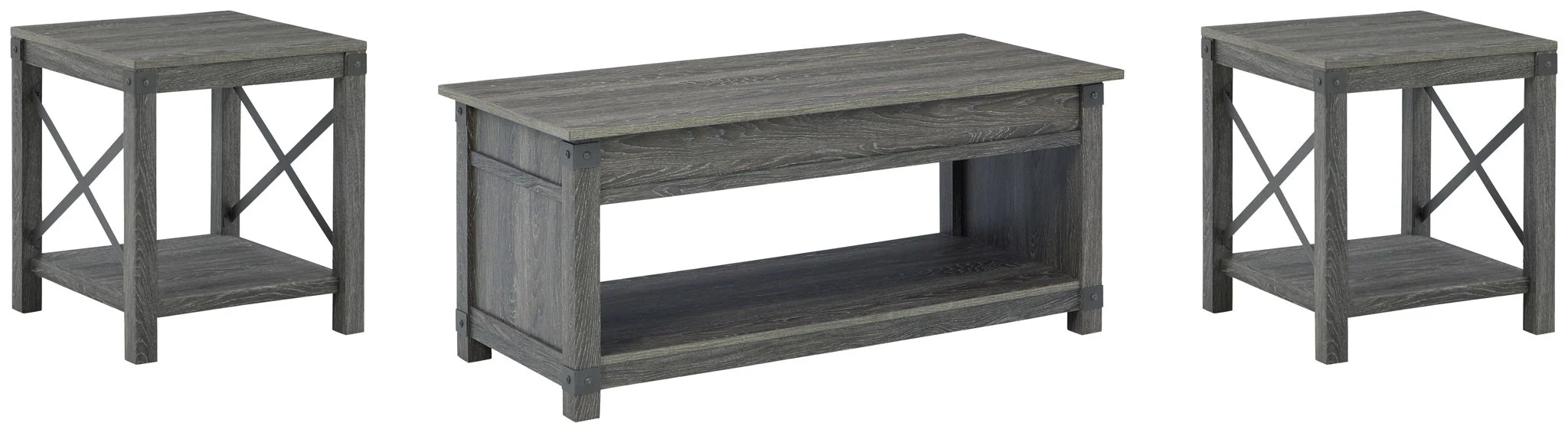 Freedan - 3 Pc. - Coffee Table, 2 End Tables - Grayish Brown - Image 1