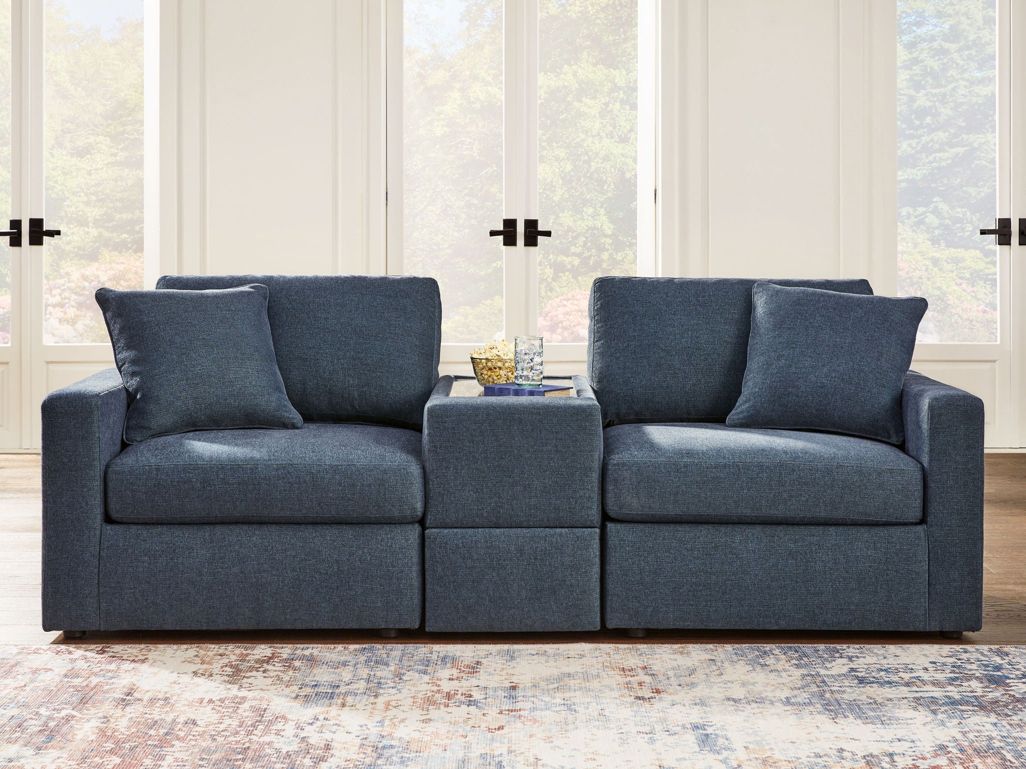 Modmax - 3-Piece Sectional Sofa With Storage Console - Fabric - Ink - Image 3