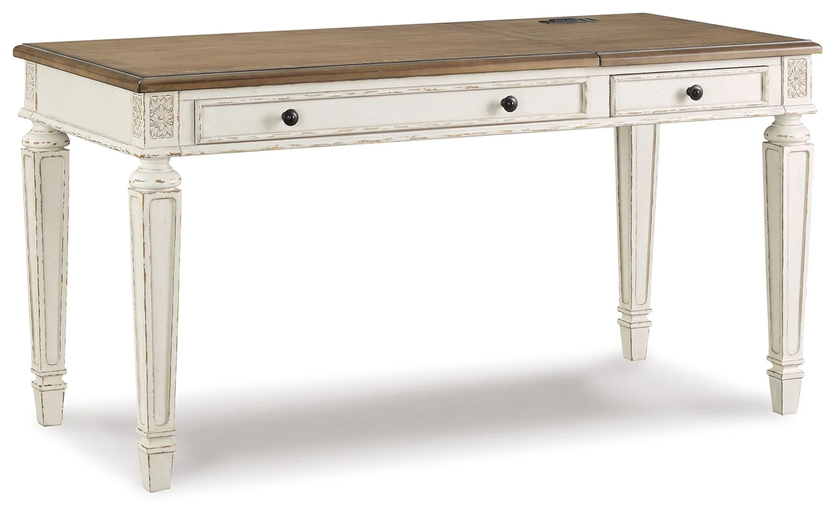 Realyn – Home Office Lift Top Desk – White / Brown