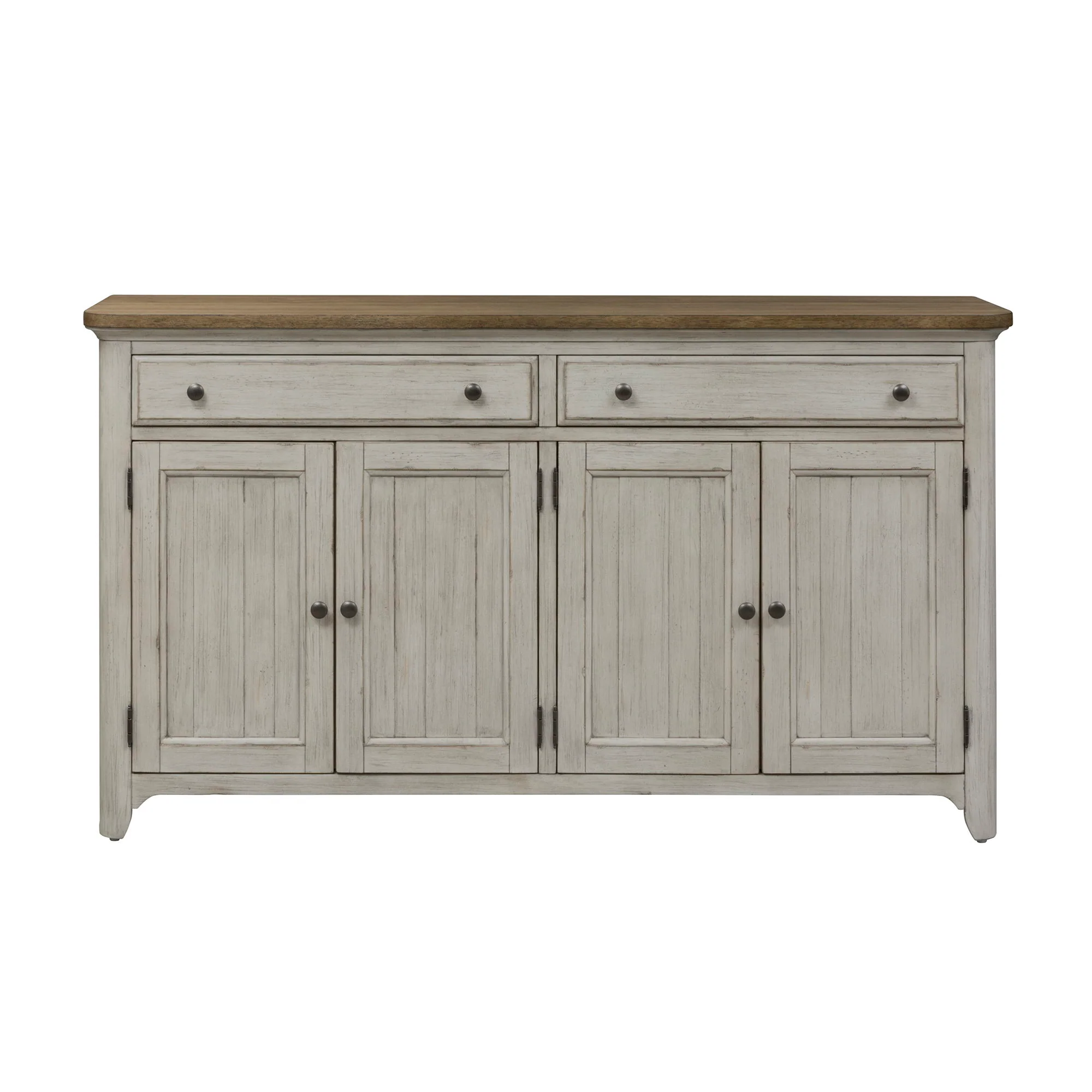 Farmhouse Reimagined – Server – Antique White / Chestnut Tops