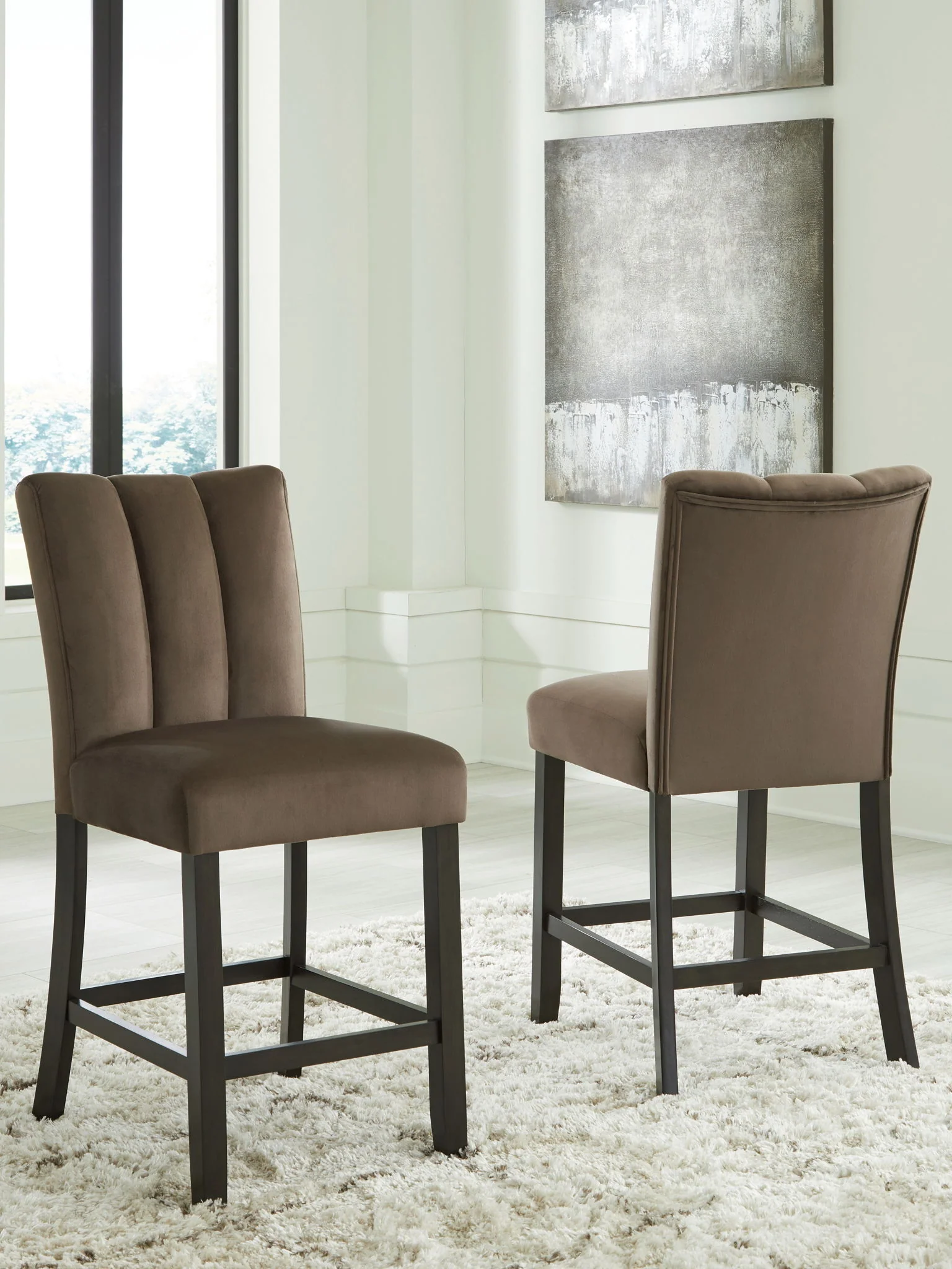 Jeshina - Upholstered Barstool (Set of 2) - Mocha - Image 3