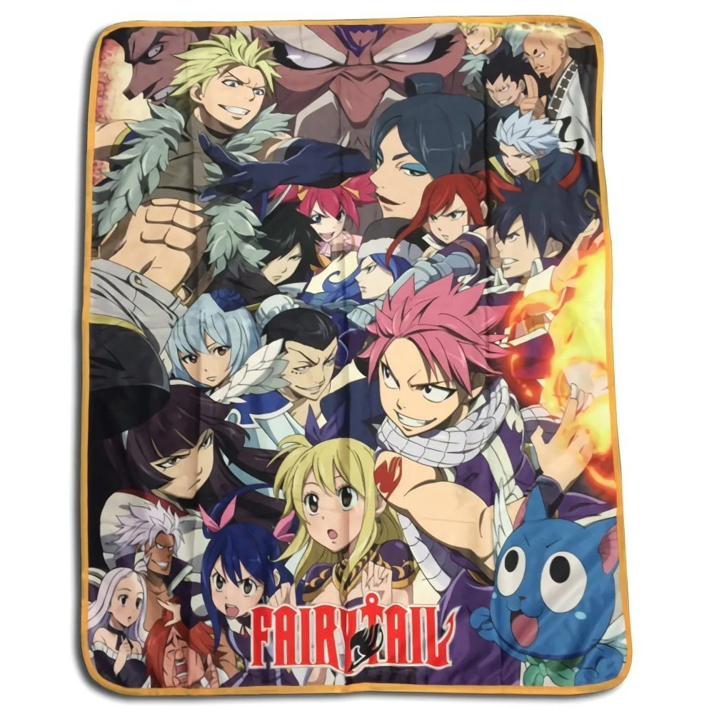 Fairy Tail Big Group Anime Sublimation Throw Blanket - Image 1