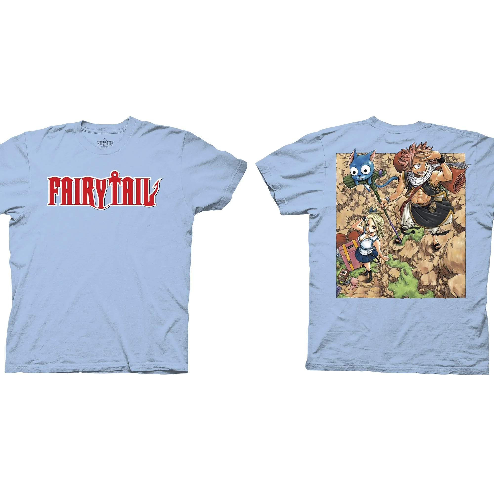 Fairy Tail – First Manga Cover and Logo Adult T-Shirt – Light Blue – Officially Licensed