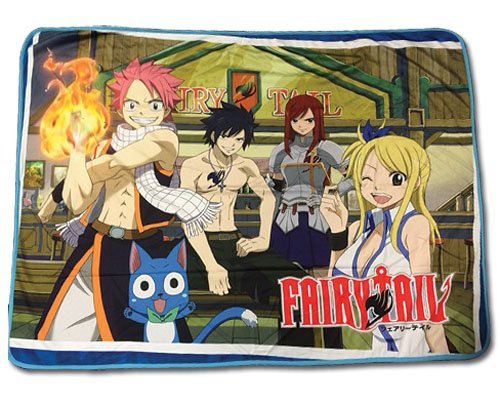 Fairy Tail Group in Bar Anime Fleece Throw Blanket - Image 1