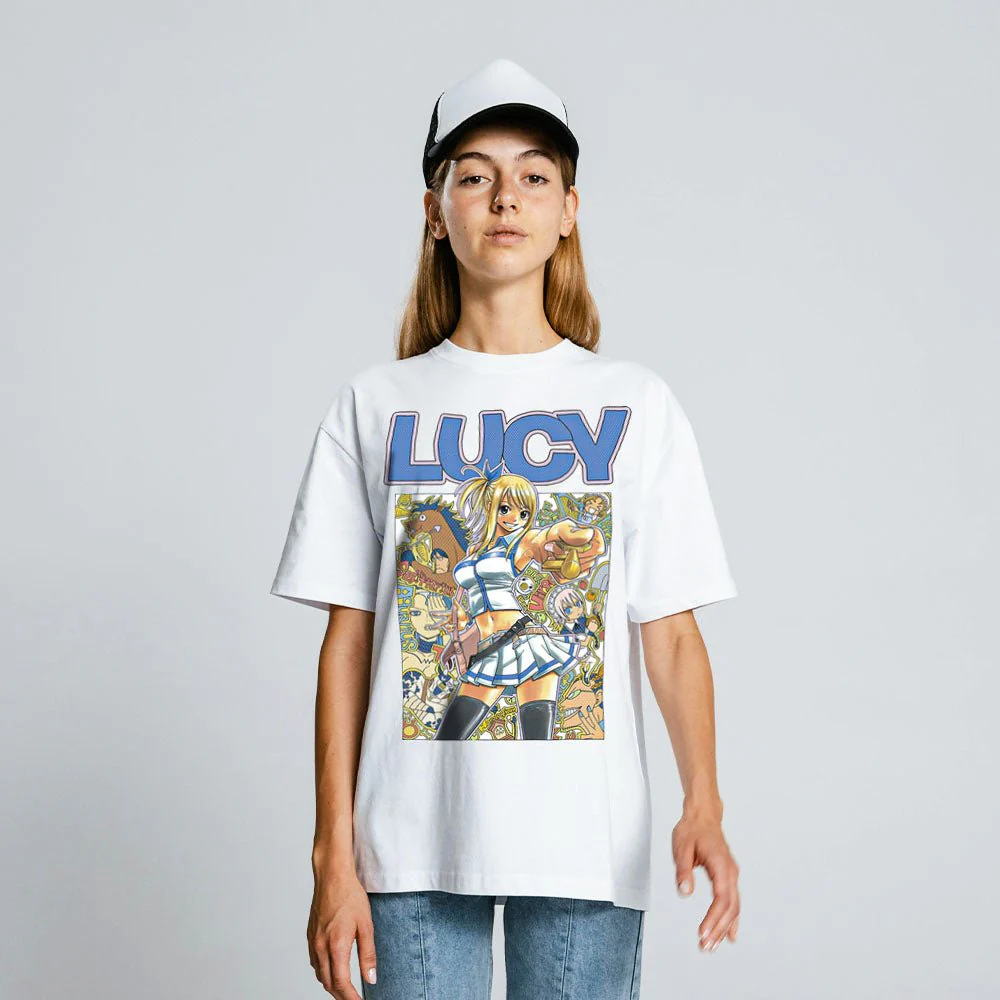 Fairy Tail - Lucy Heartfilia and Celestial Spirits Adult T-Shirt - White - Officially Licensed - Image 2
