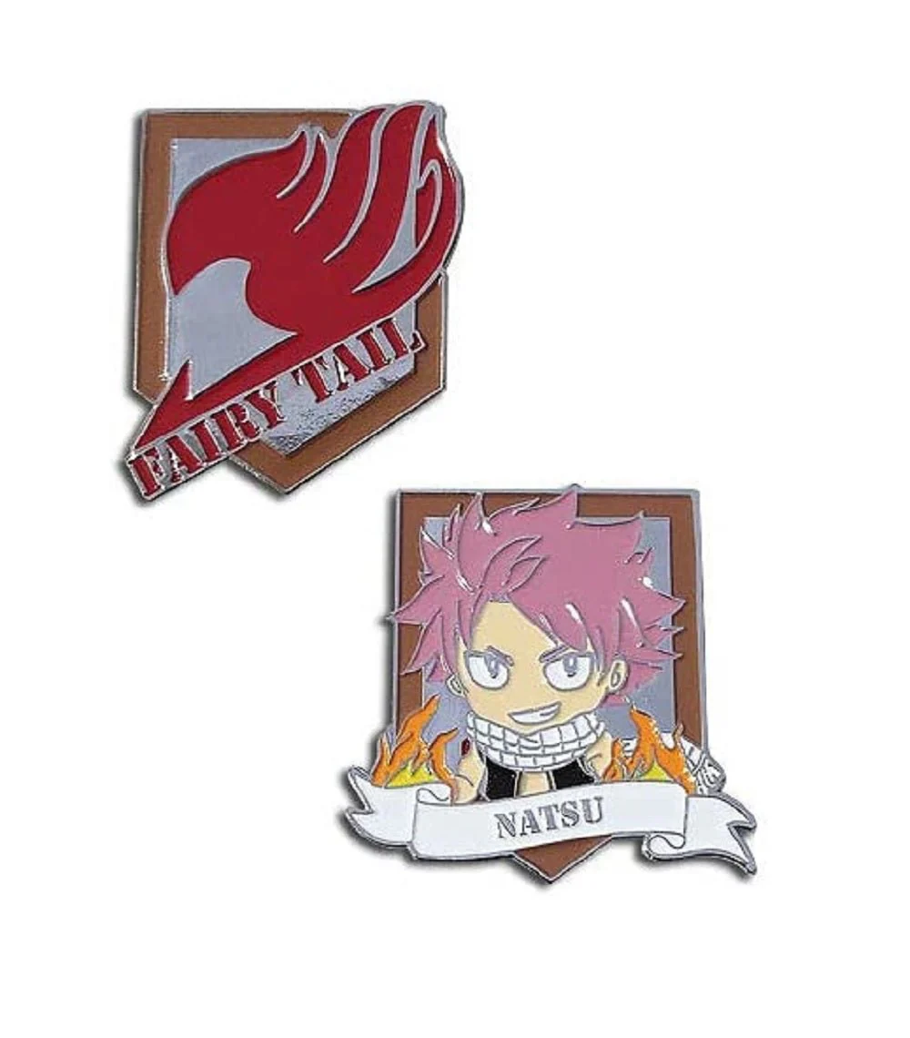 Fairy Tail Natsu And Fairy Guild Emblem 2 Pack Enamel Lapel Pin Set Jewelry - Image 1