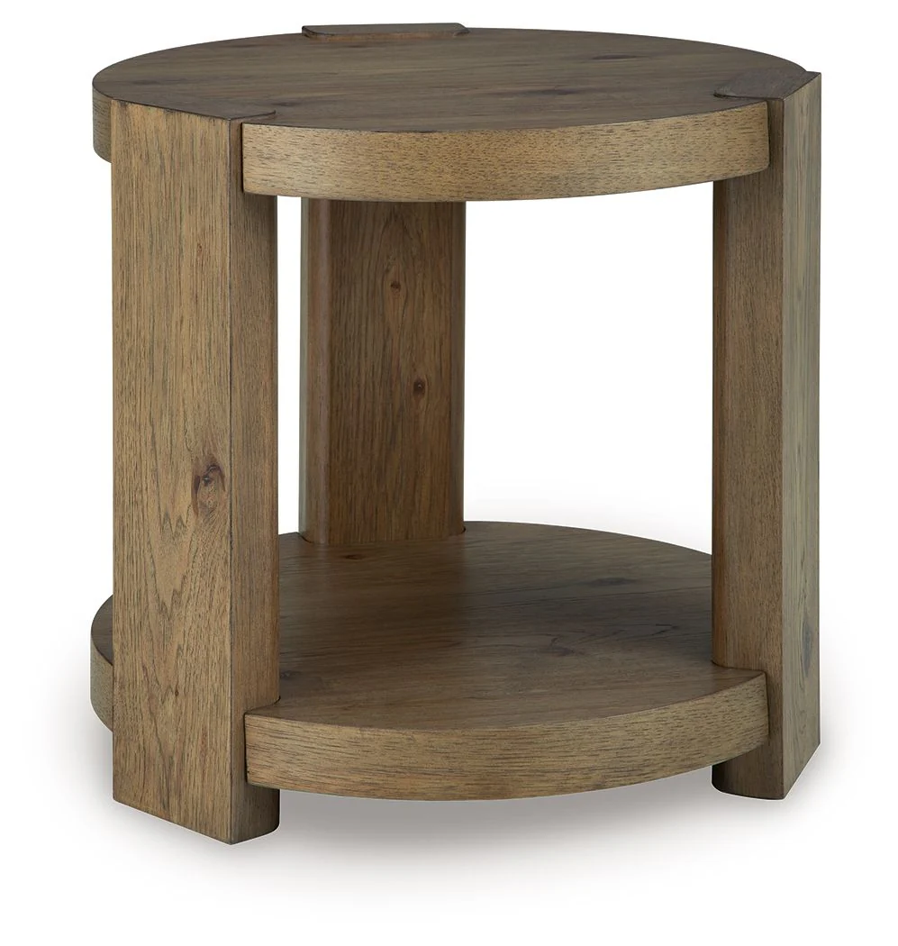 Flangren - Round End Table - Light Brown - Image 1