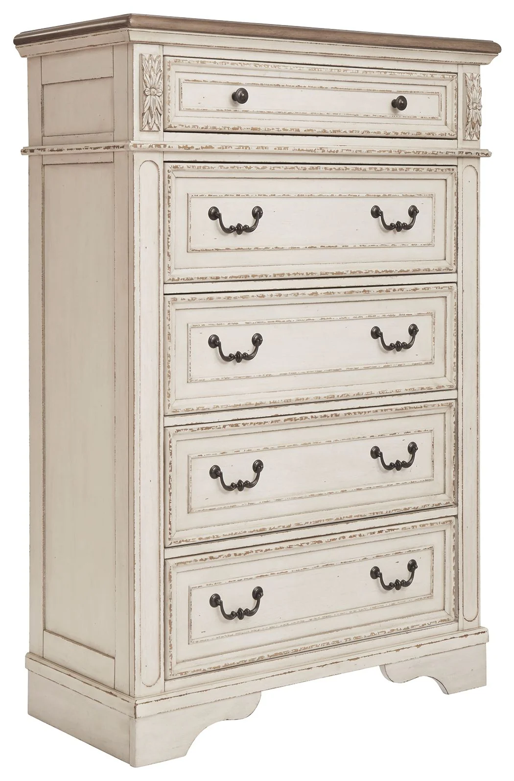 Realyn - Five Drawer Chest - White / Brown / Beige - Image 1