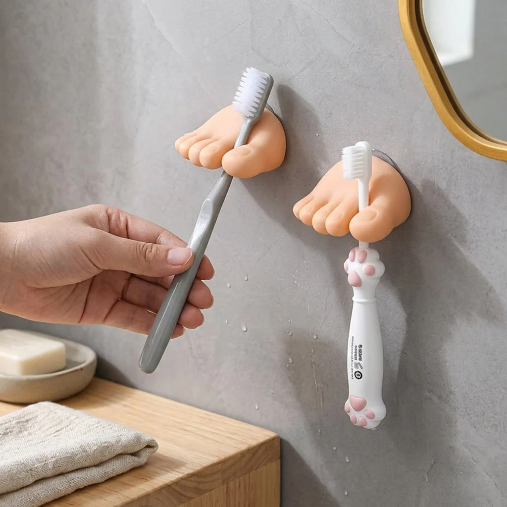 Toe-Grip Wall Toothbrush Holder - Image 1