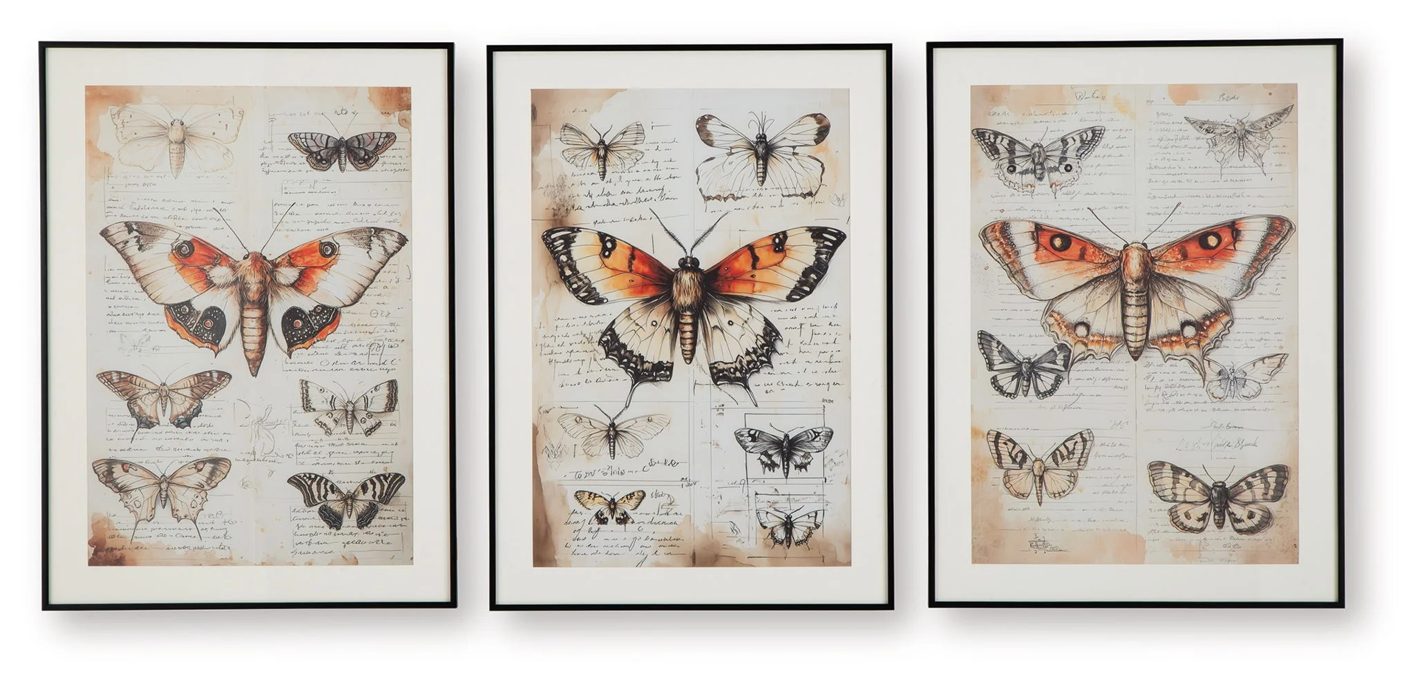 Jossletts – Wall Art Set (Set of 3) – Orange / Black / Ivory