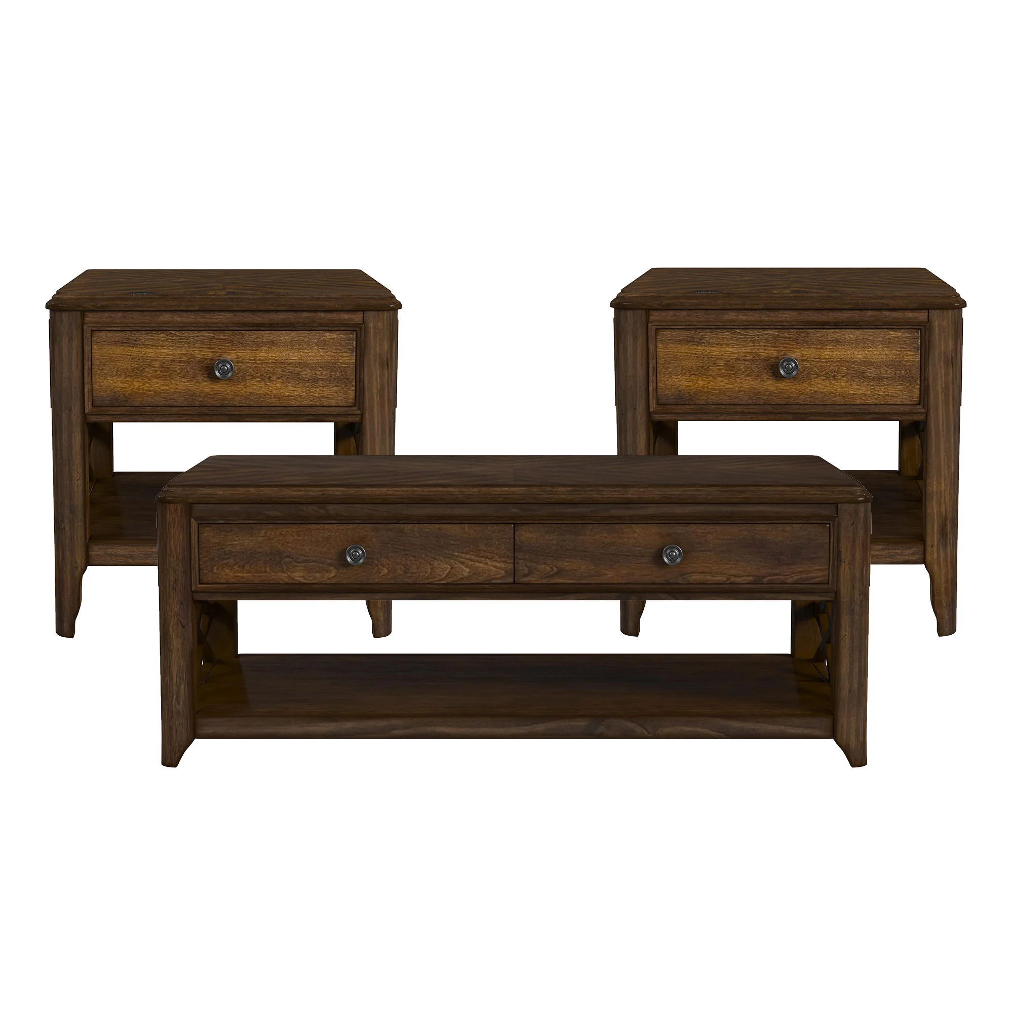 Phillipe – 3 Piece Occasional Table Set (Coffee Table & Two End Table) – Cherry