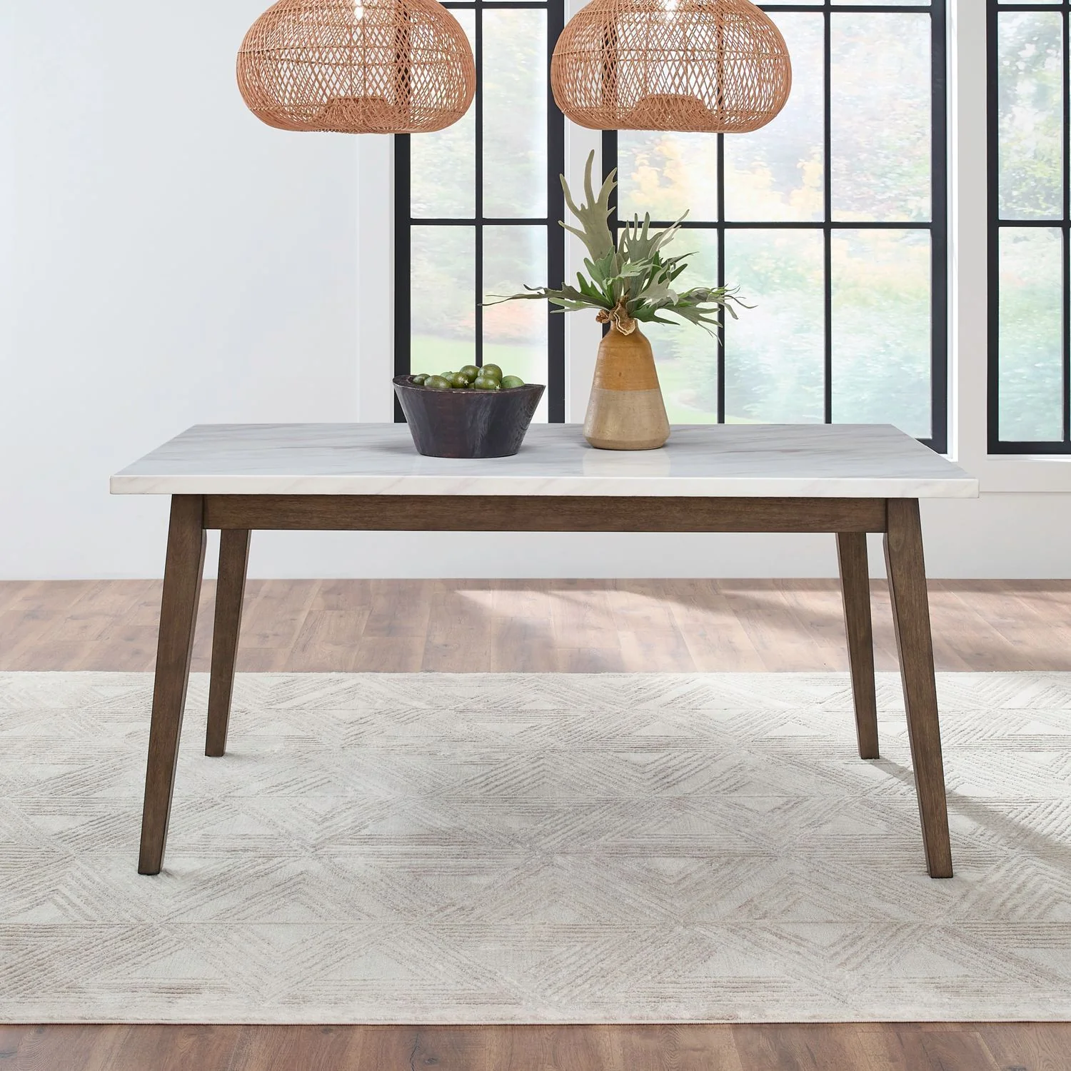 Edison - Rectangular Leg Table With Faux Marble Top - Brownstone - Image 1