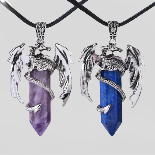 Bohemian Style Natural Mystic Gemstone Dragon Necklace