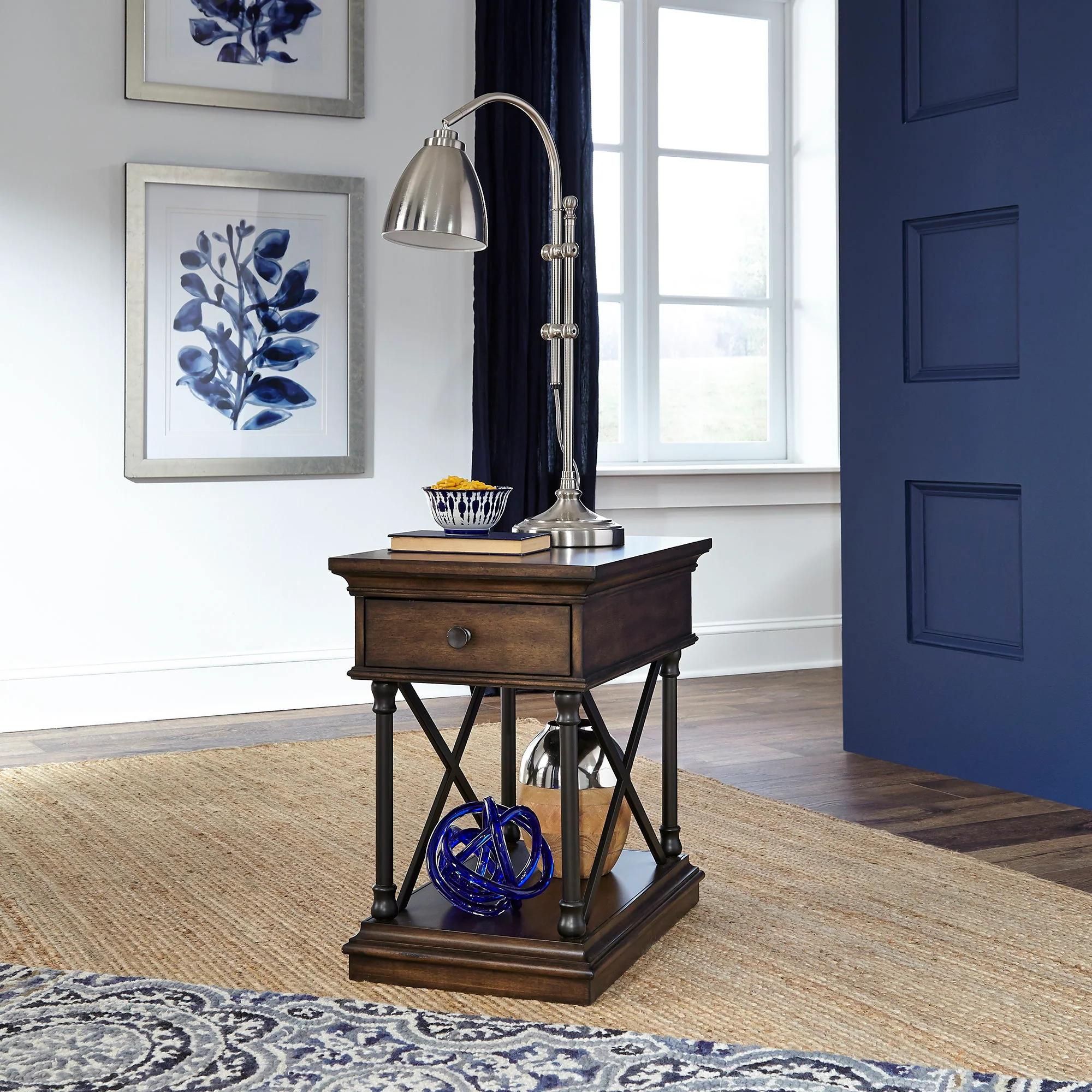 Tribeca - Drawer Chair Side Table - Cordovian Brown - Image 1