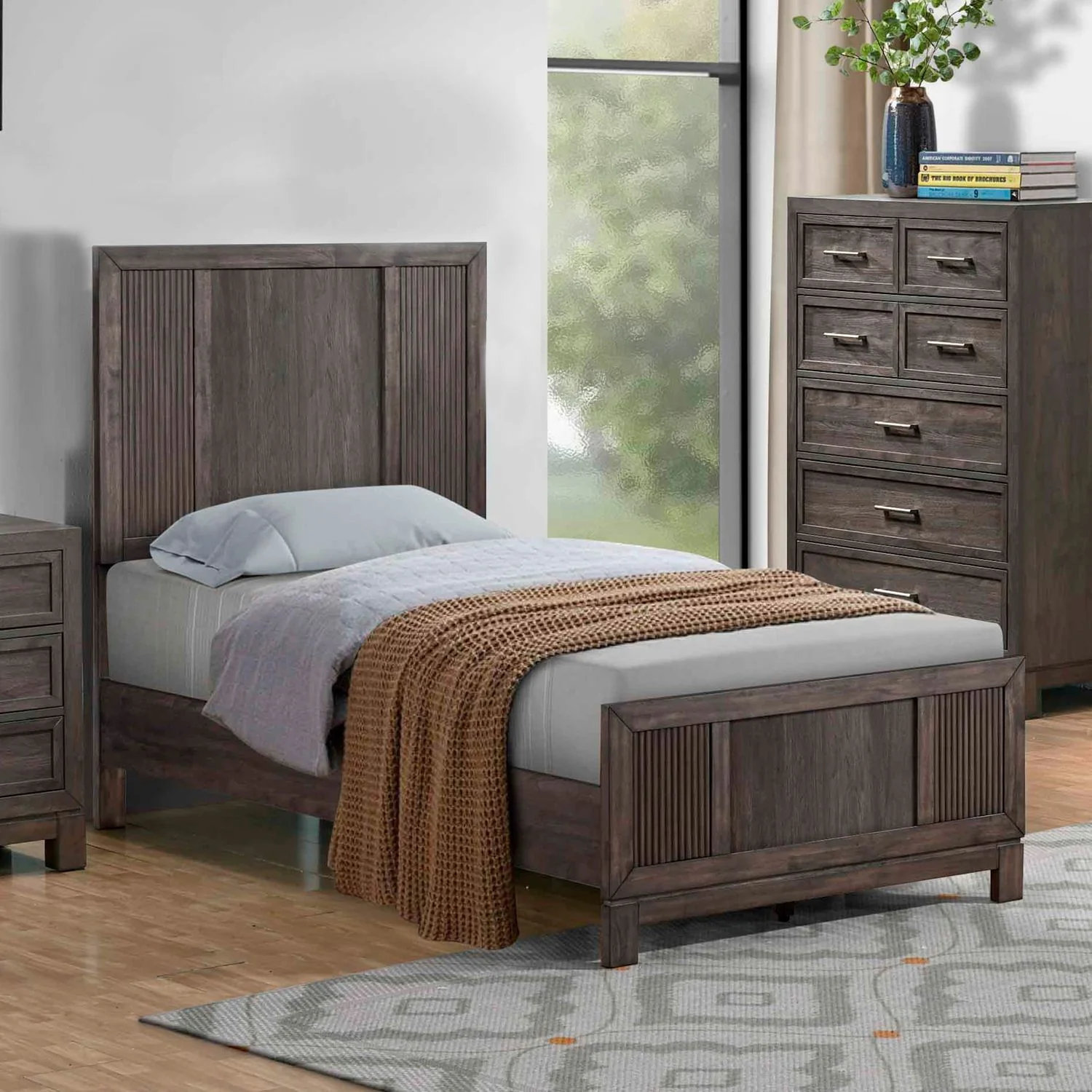 Modern Edge – Twin Panel Bed – Caffe