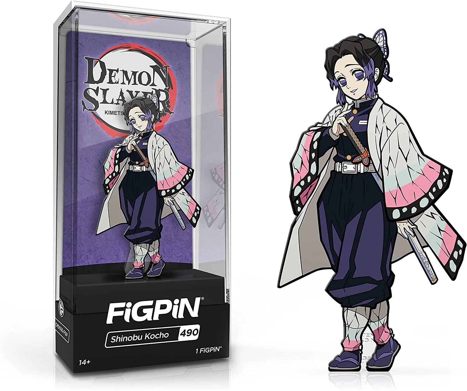 FIGPIN Demon Slayer Shinobu Kocho #490 Enaml Pin - Image 1