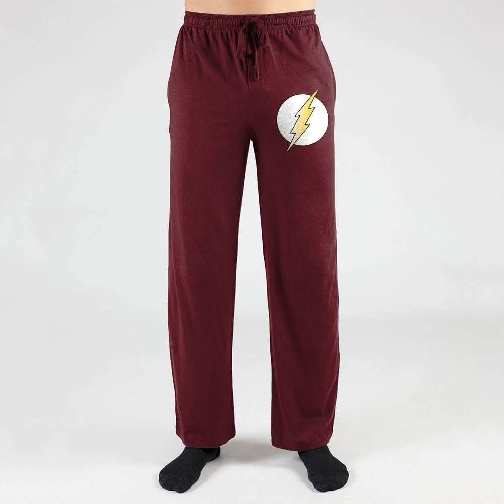 Flash DC Comics Burgandy Logo Pajama Sleep Pants - Image 1