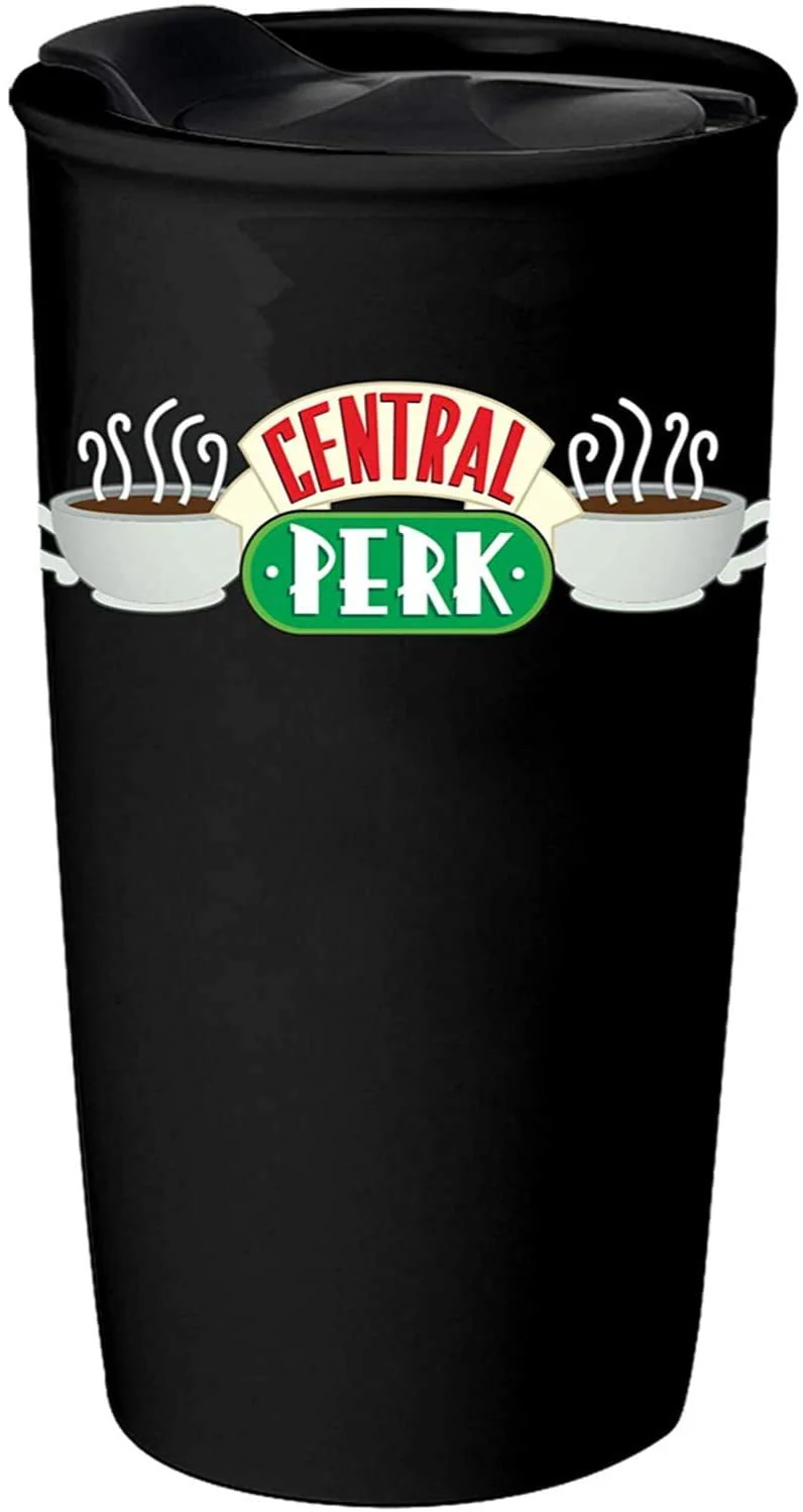 Friends Central Perk Ceramic Travel Coffee Mug with Lid 10 Oz - Image 1