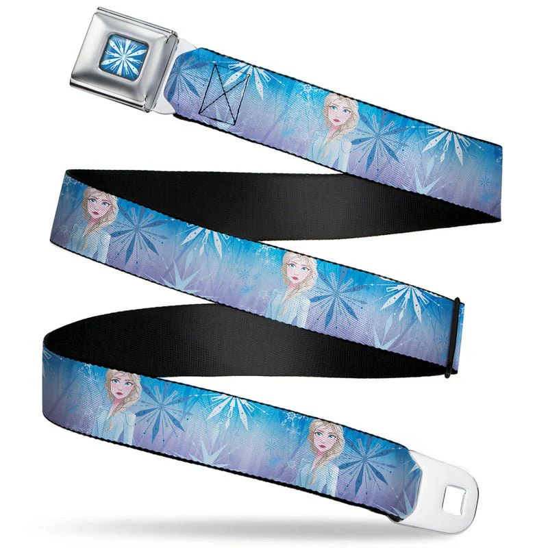 Frozen 2 Mythical Elsa Pose Snowflakes Blues Purples Seatbelt Belt - Image 1