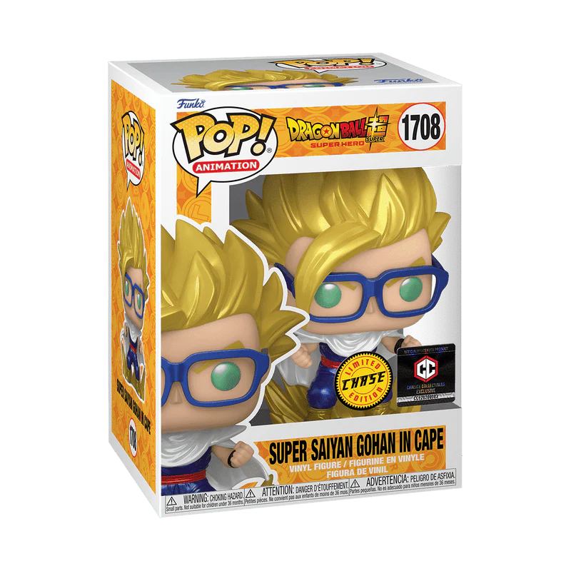 Funko Pop! Animation: Dragon Ball Super: Super Hero - Super Saiyan Gohan in Cape Metallic Chase #1708 Chalice Collectibles Exclusive - Image 2