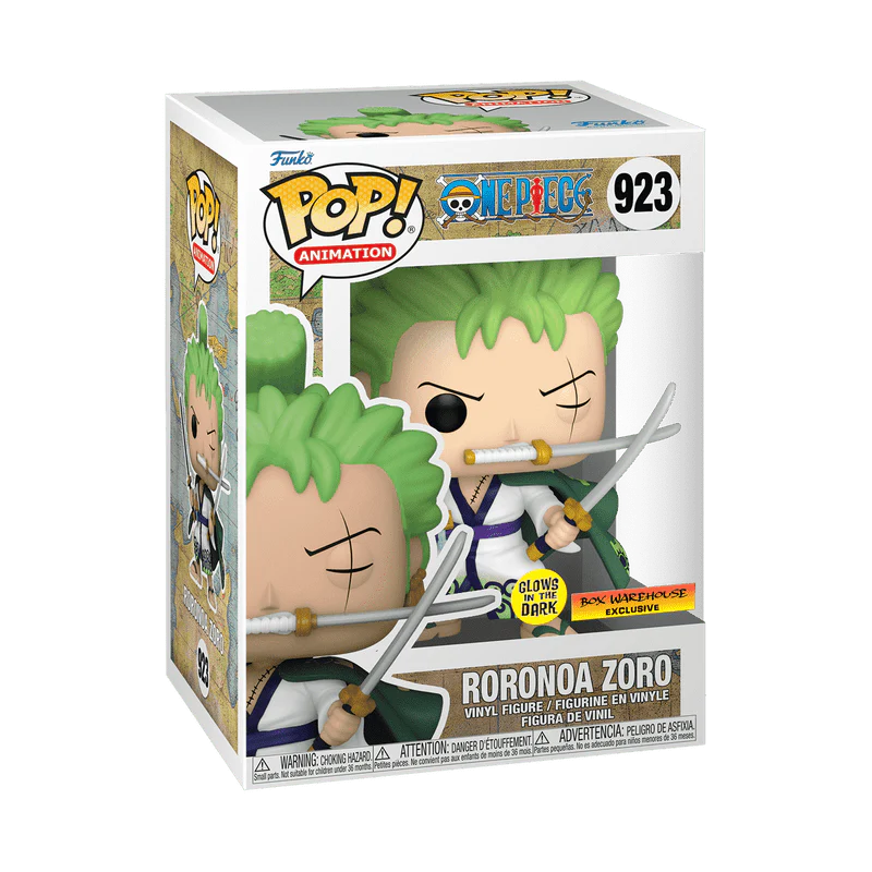 Funko Pop! Animation: One Piece - Roronoa Zoro Three Sword Style #923 Glow-in-the-Dark Volcano X Exclusive - Image 3