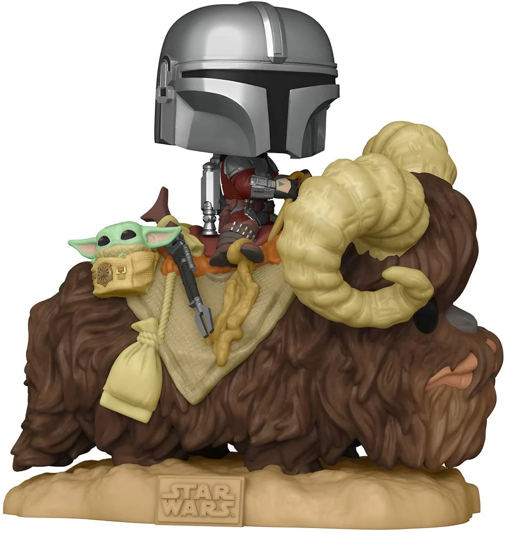 Funko Pop! Deluxe: Mandalorian - Mandalorian on Bantha with Child - Image 1