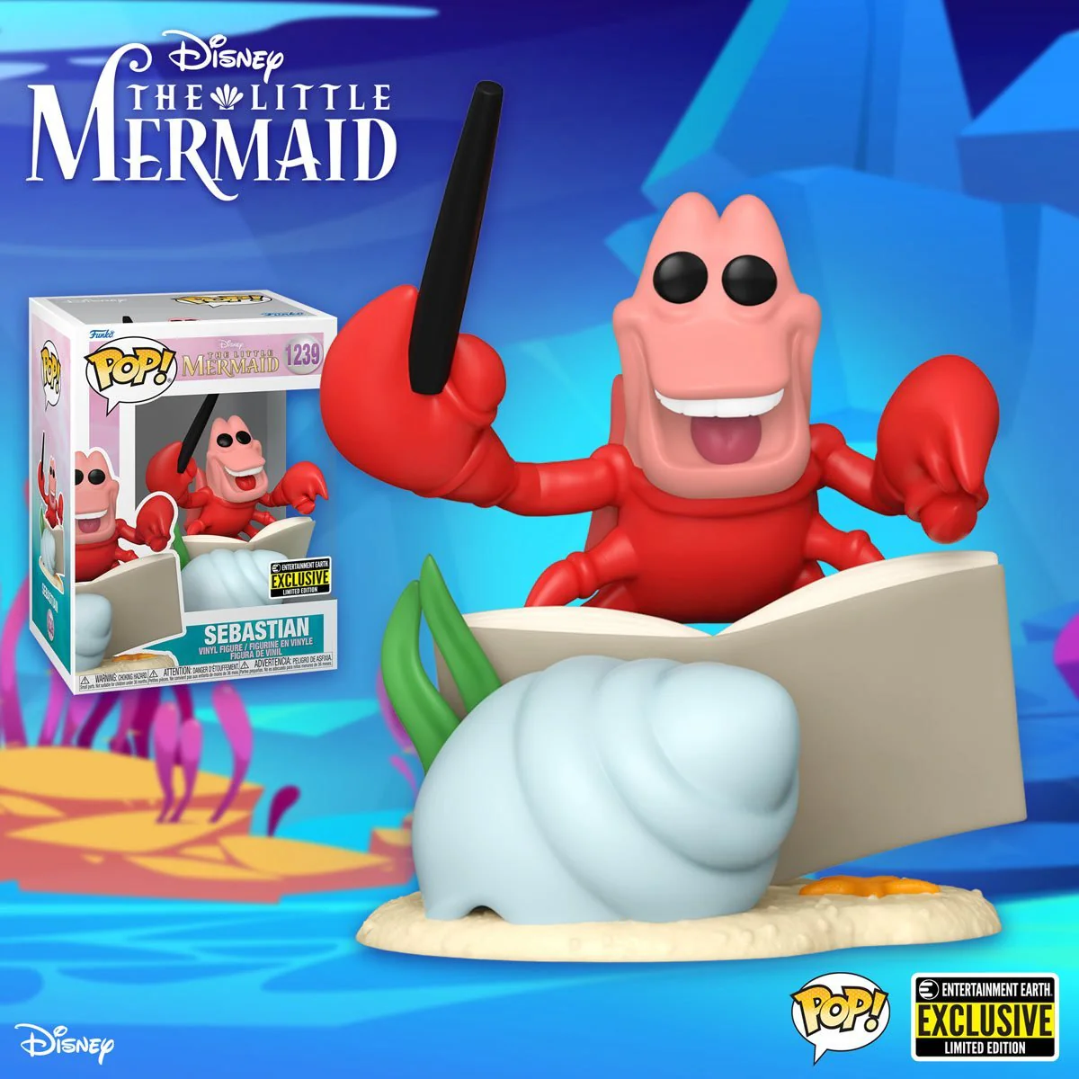 Funko Pop! Disney: The Little Mermaid - Sebastian #1239 Entertainment Earth Exclusive - Image 2