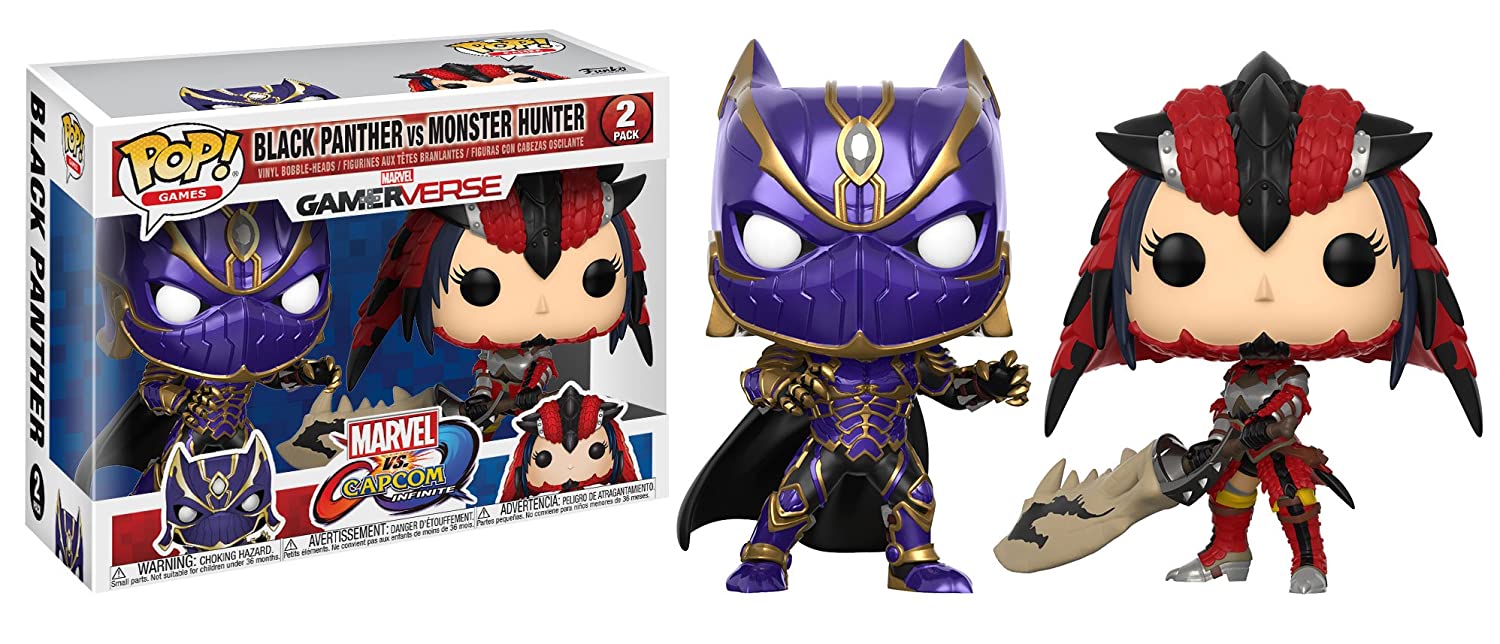 Funko Pop! Games: Marvel Vs Capcom Black Panther Vs Monster Hunter 2 Pack