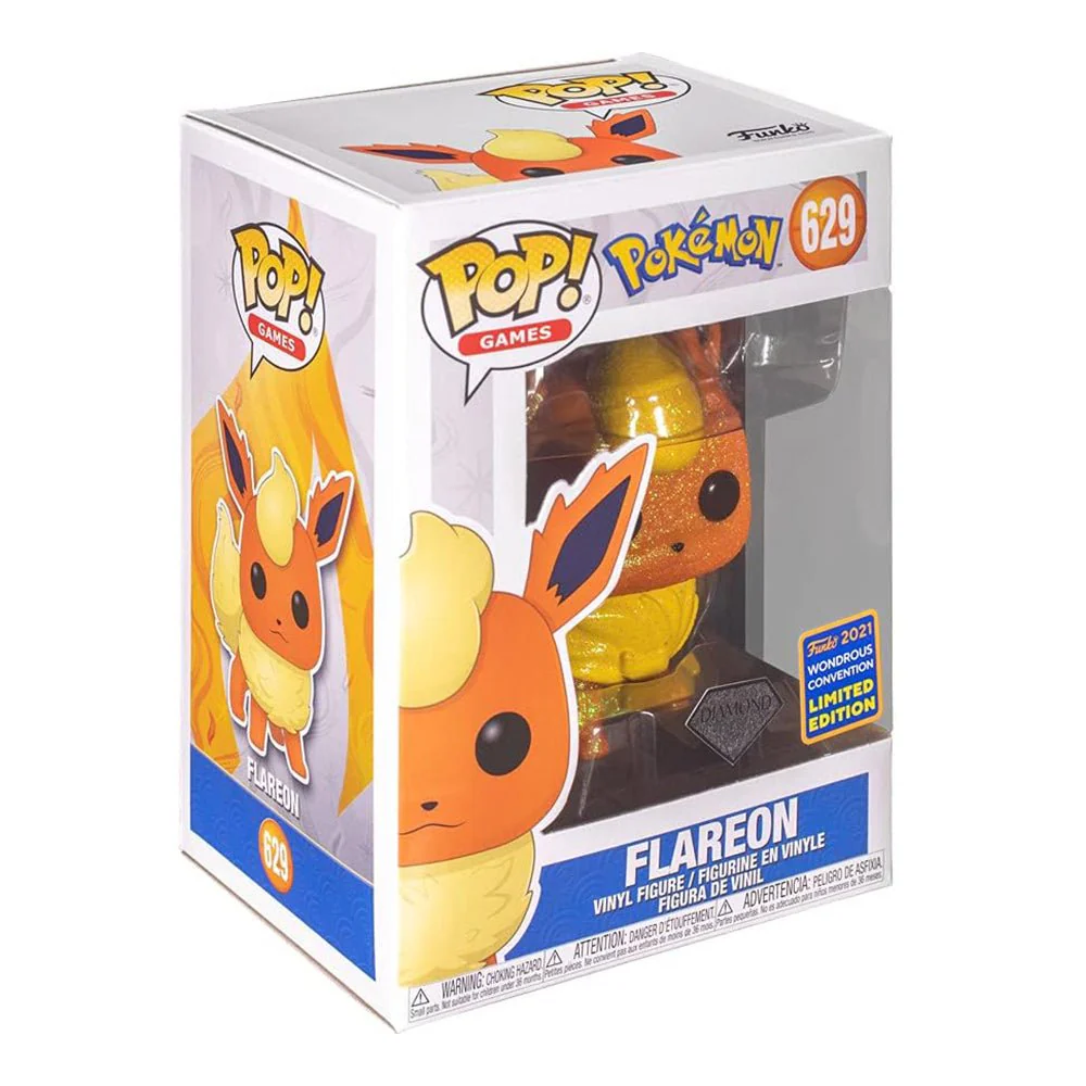 Funko Pop! Games: Pokemon - Flareon #629 Diamond Collection 2021 Wondrous Convention Limited Edition Exclusive - Image 2