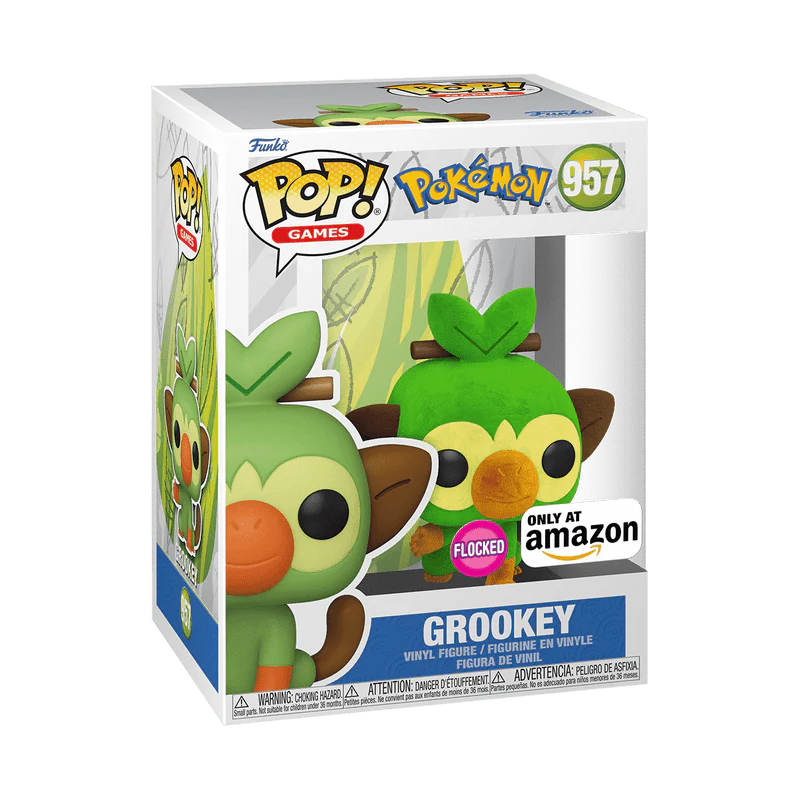 Funko Pop! Games: Pokemon - Grookey Flocked #957 Amazon Exclusive - Image 2