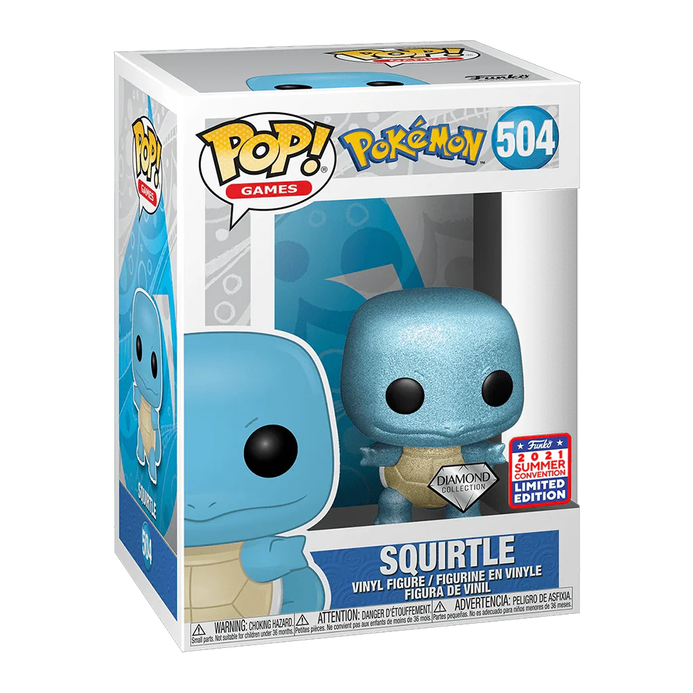Funko Pop! Games: Pokemon - Squirtle Diamond Collection #504 2021 Summer Virtual Funkon Limited Edition - Image 2