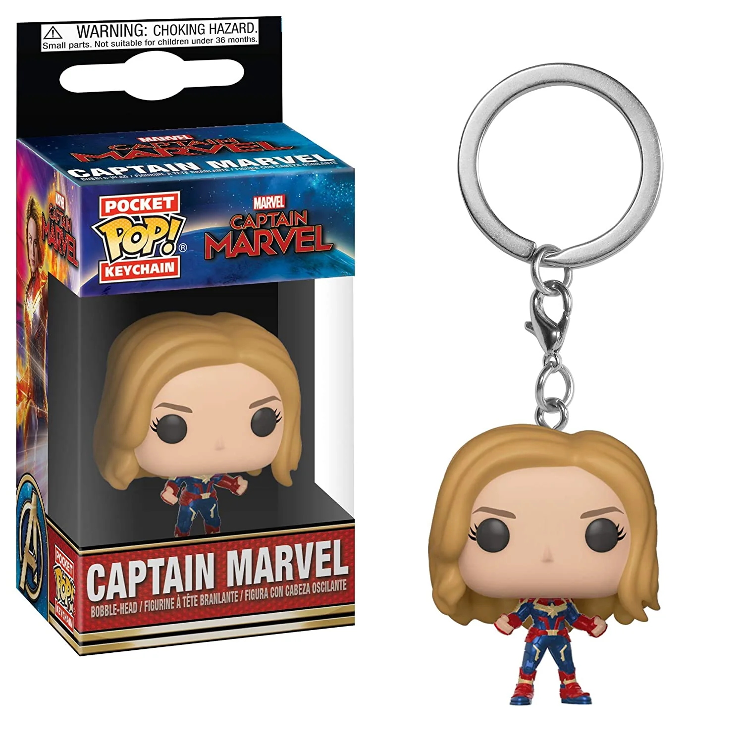 Funko Pop Keychain Marvel Captain Marvel - Captain Marvel Unmasked Vinyl Figure - Image 1