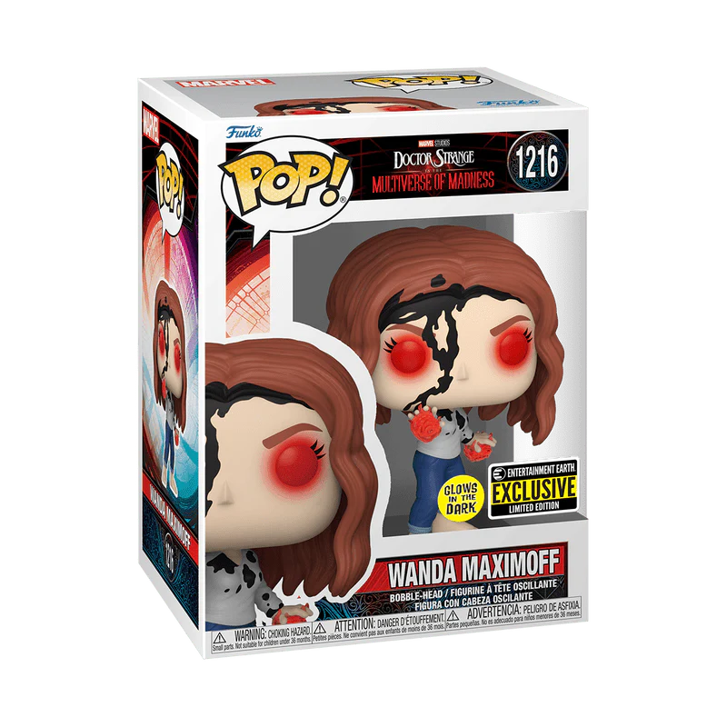 Funko Pop! Marvel: Doctor Strange in the Multiverse of Madness - Wanda Maximoff Earth-838 #1216 Glow-in-the-Dark Entertainment Earth Exclusive - Image 3