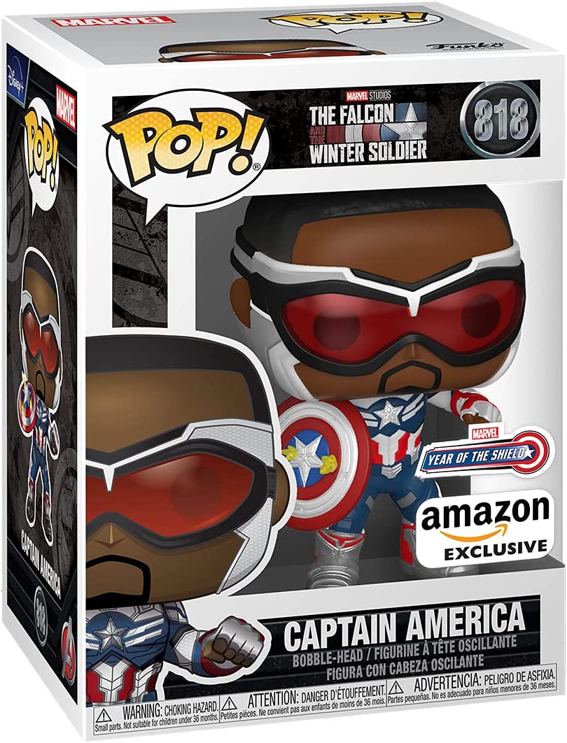 Funko Pop! Marvel: The Falcon and the Winter Soldier - Captain America Sam Wilson with Shield #818 Year of the Shield Amazon Exclusive - Image 2
