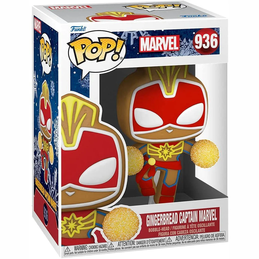 Funko Pop! Marvel: Holiday - Gingerbread Captain Marvel #936 - Image 1