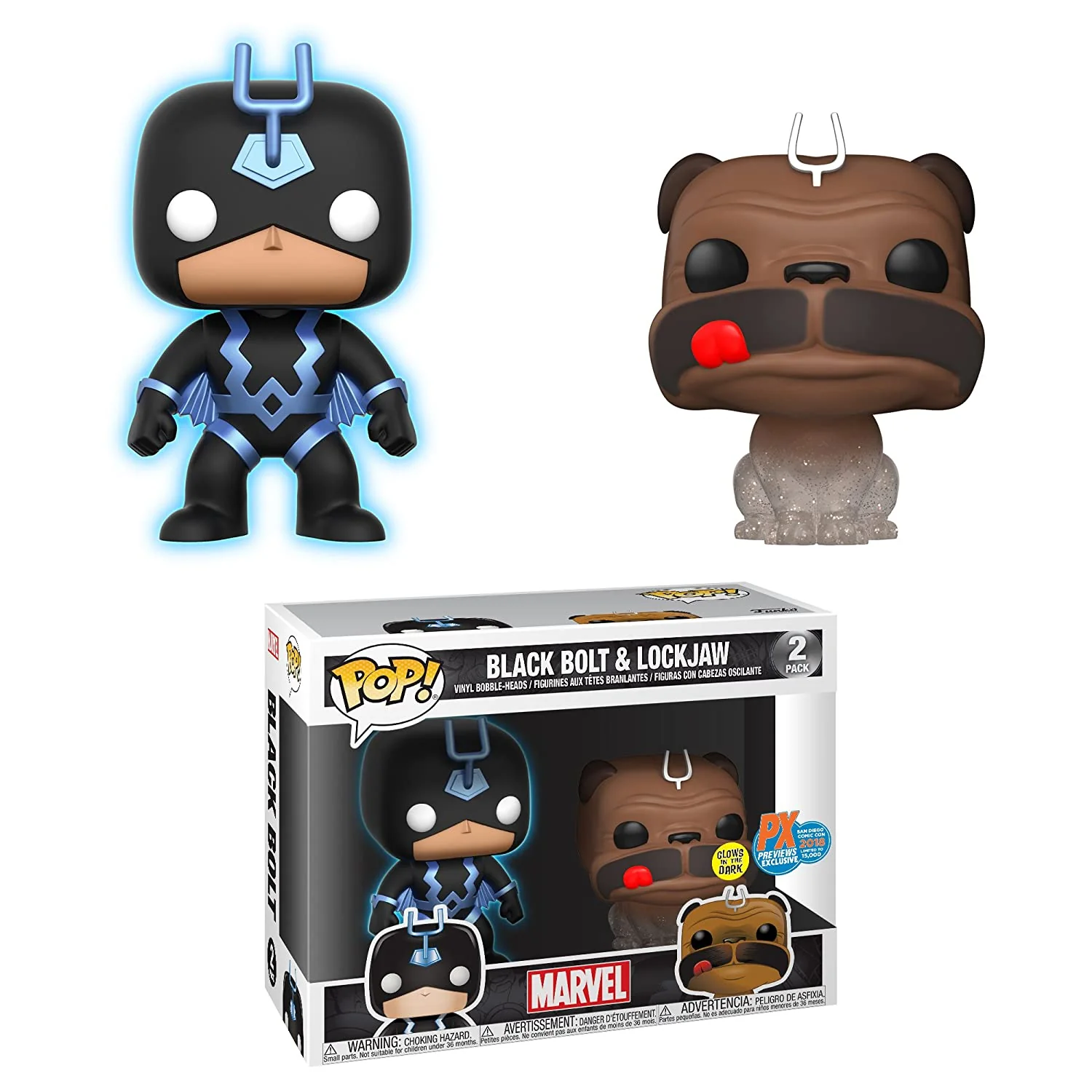 Funko Pop Marvel SDCC 2018 Teleporting Lockjaw & Black Bolt Vinyl Figure Two-Pack