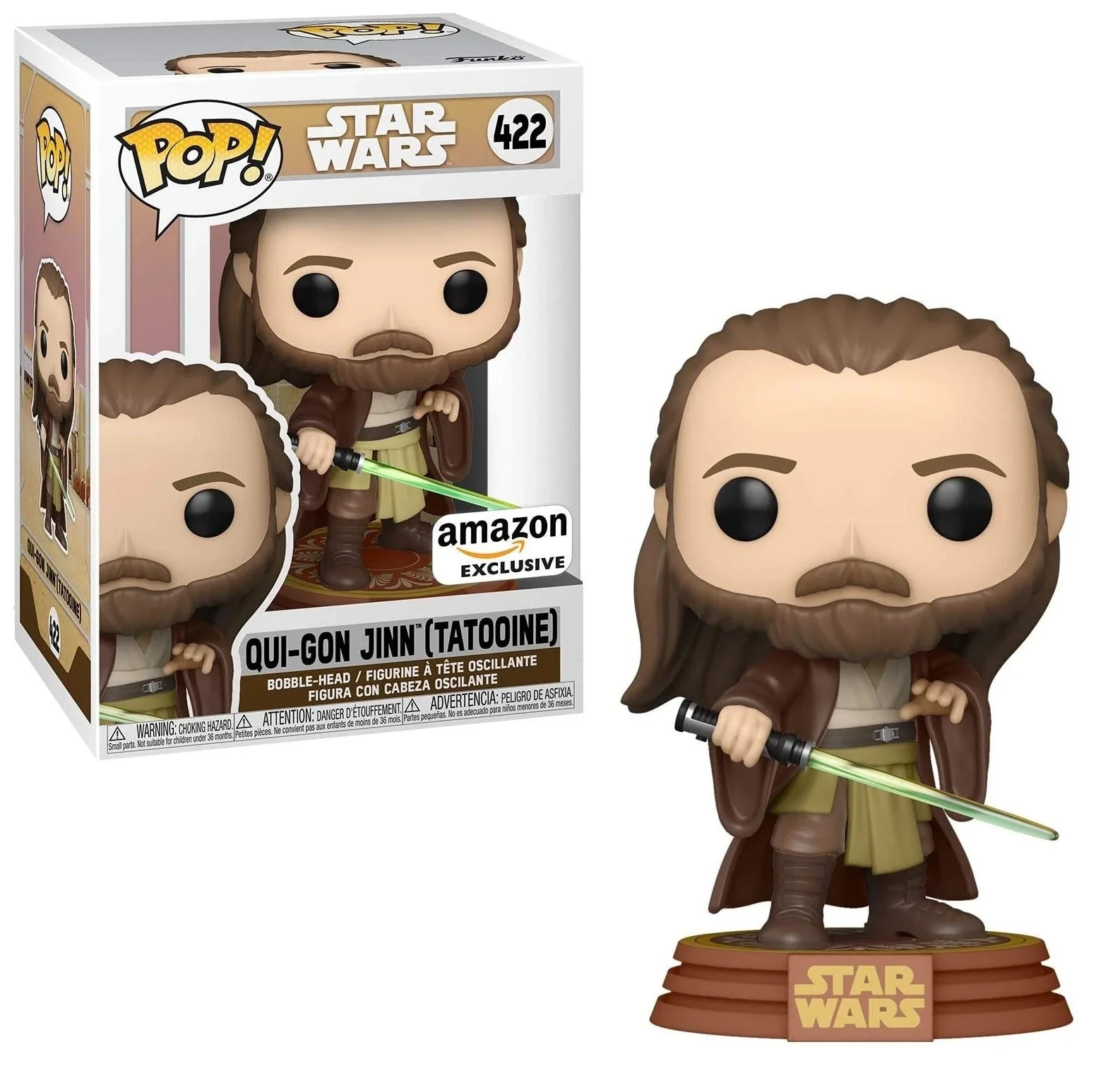 Funko Pop! Star Wars Qui-Gon Jinn (Tatooine) Exclusive Vinyl Figure - Image 1