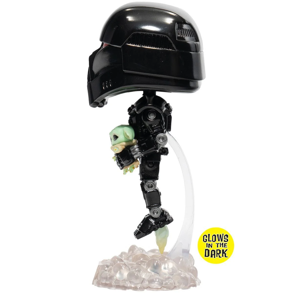 Funko Pop! Star Wars: The Mandalorian - Dark Trooper with Grogu #488 Glow-in-the-Dark Entertainment Earth Exclusive - Image 2