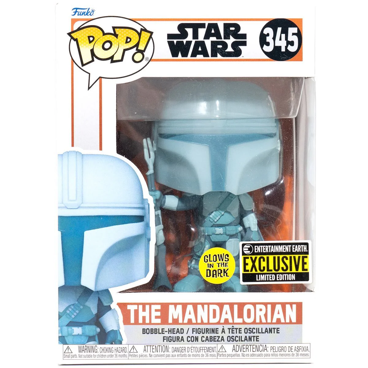 Funko Pop! Star Wars: The Mandalorian - The Mandalorian Hologram #345 Glow-in-the-Dark Entertainment Earth Exclusive - Image 2
