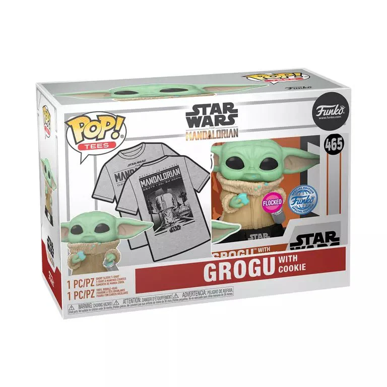 Funko Pop! & Tee Star Wars: The Mandalorian - Grogu with Cookie Flocked Exclusive Size L - Image 2