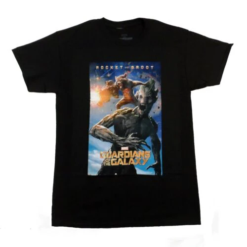 Guardians Of The Galaxy Movie Rocket & Groot Marvel Adult T-Shirt - Image 2