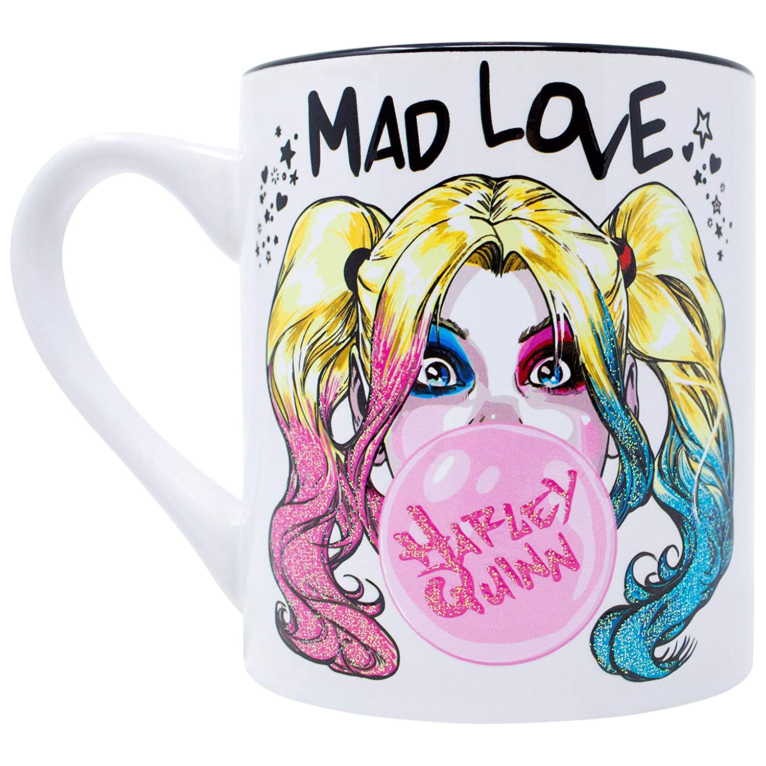 Harley Quinn Mad Love Bubble Gum 14oz Glitter Ceramic Mug - Image 1