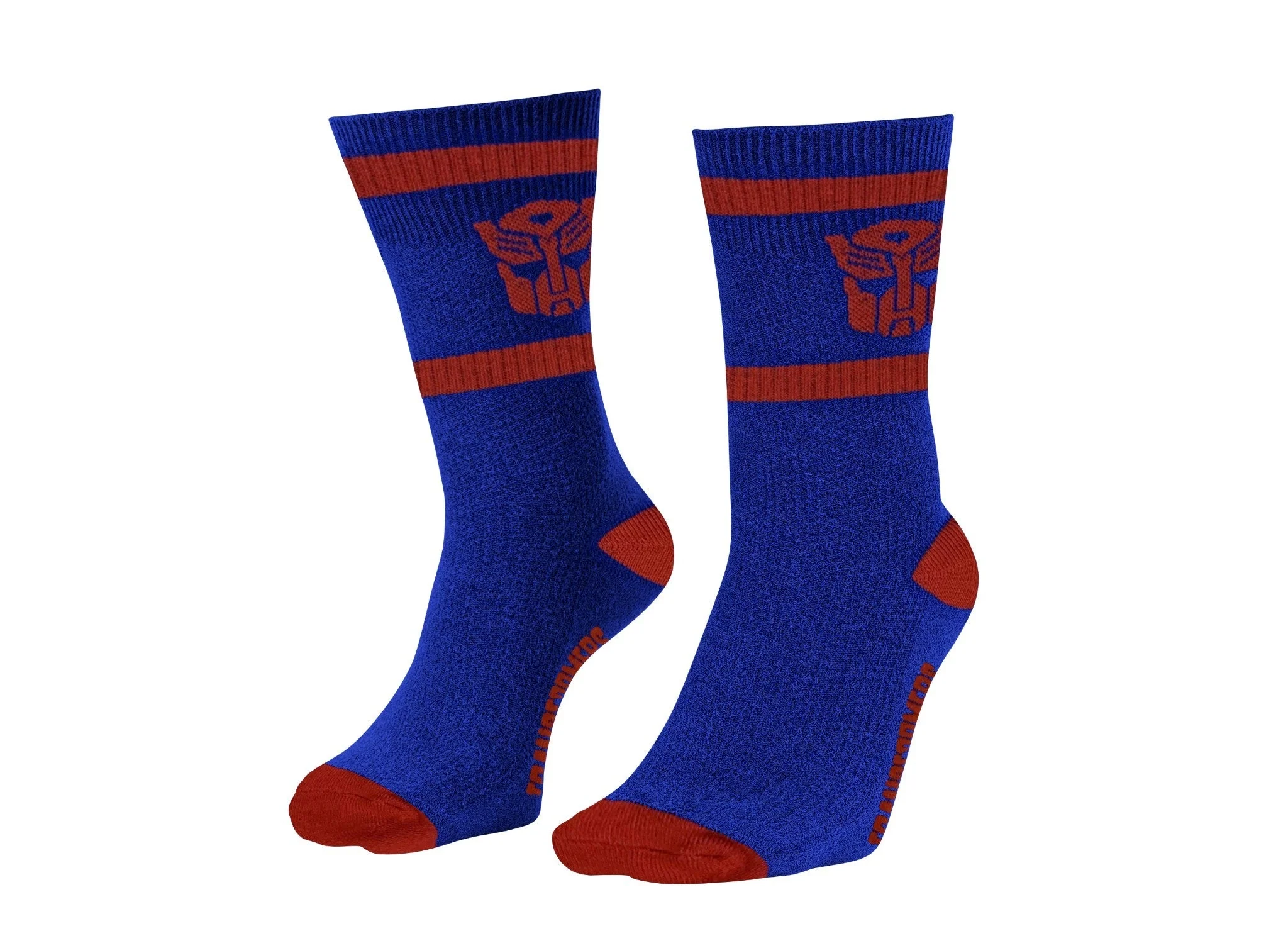 Hasbro Transformers Autobots Symbol Blue and Red Crew Socks - Image 1