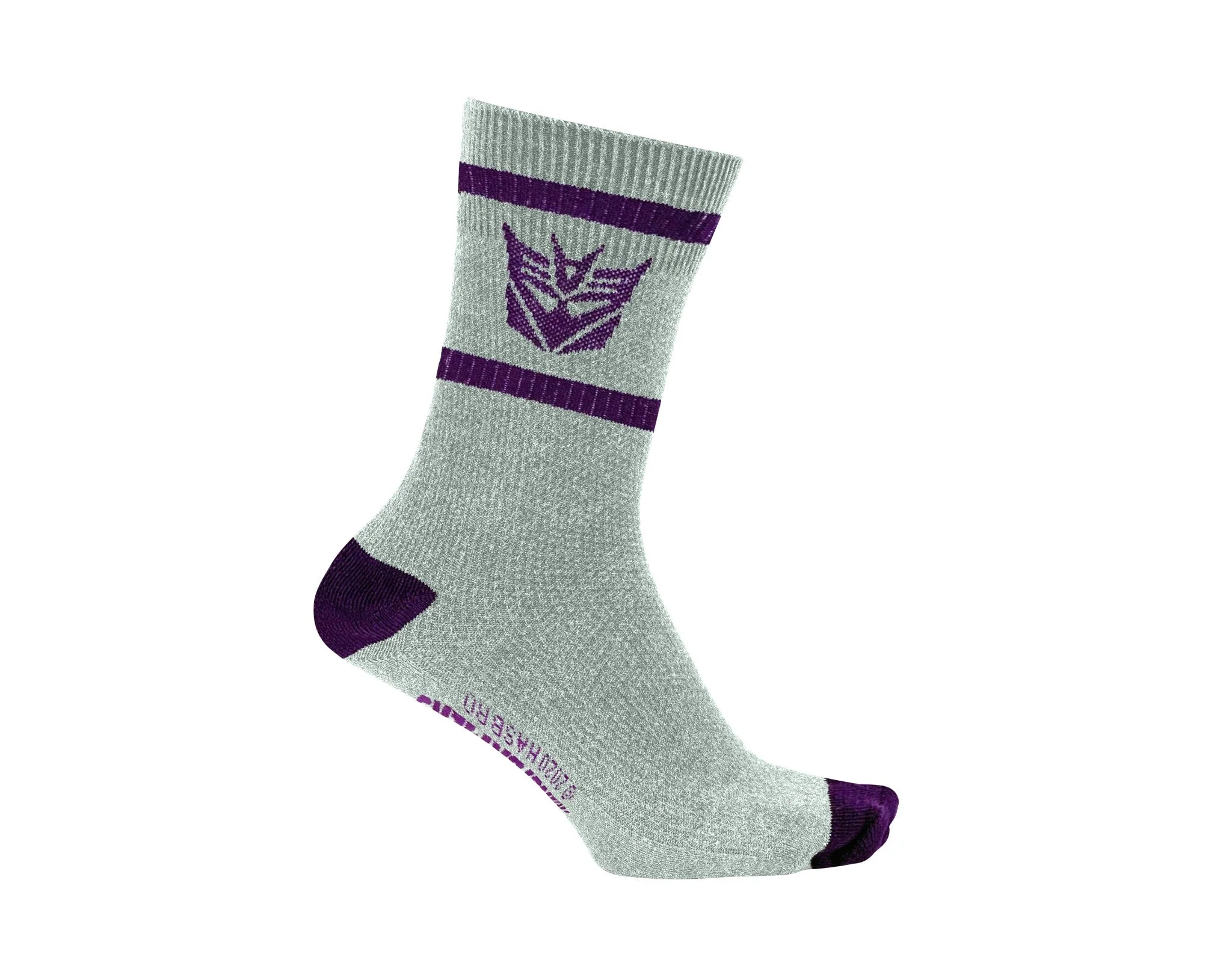 Hasbro Transformers Decepticons Symbol Grey and Purple Crew Socks - Image 3