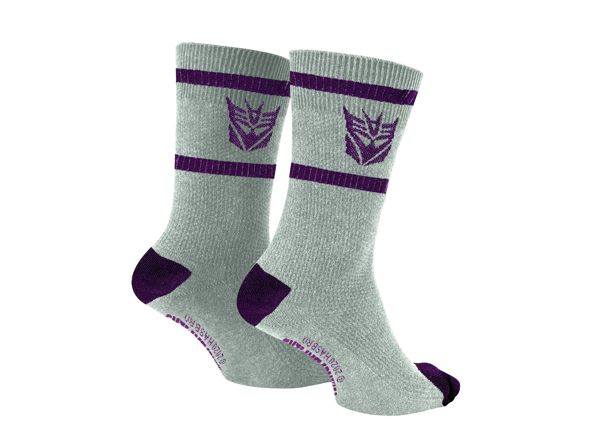 Hasbro Transformers Decepticons Symbol Grey and Purple Crew Socks - Image 2