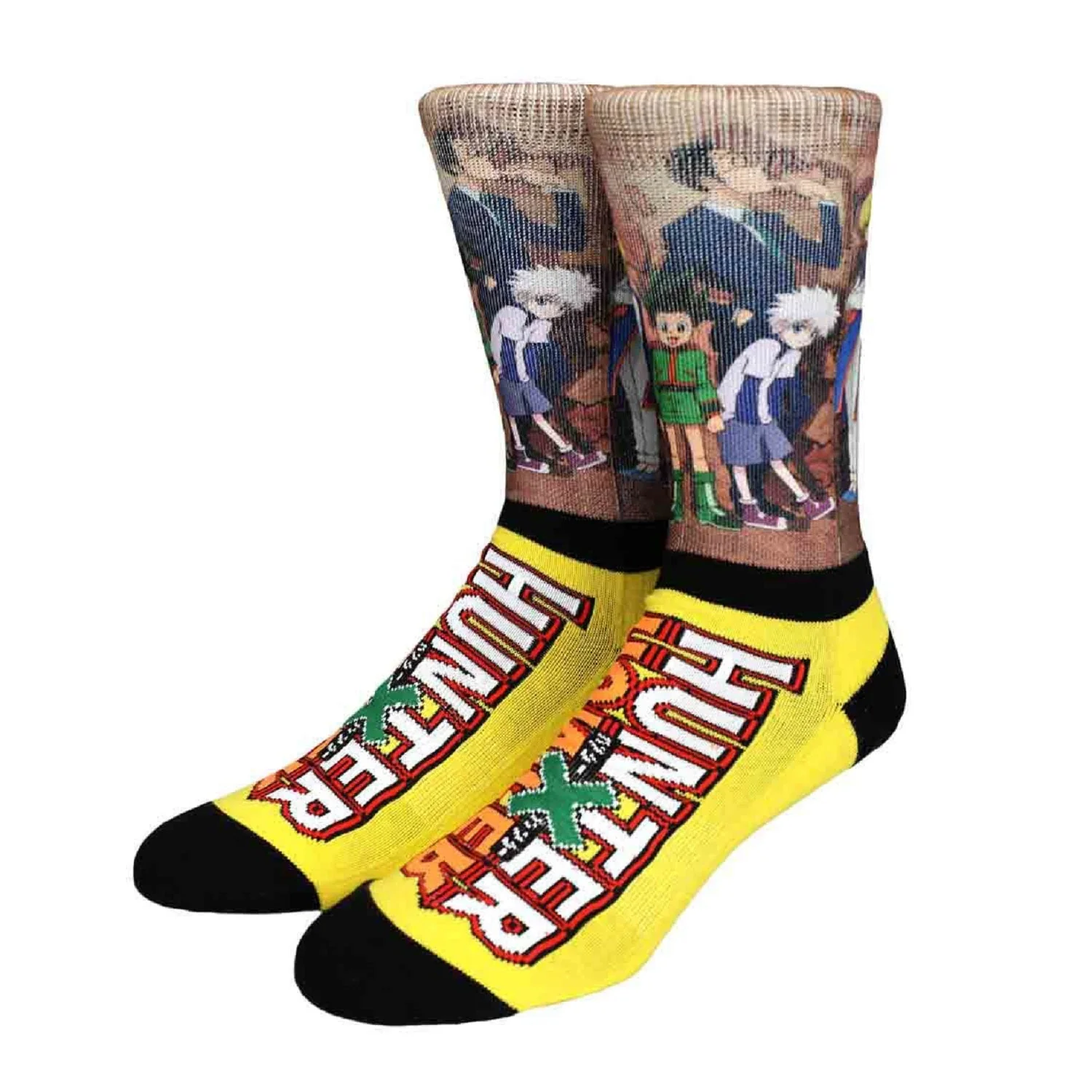 Hunter x Hunter Panel Characters Anime Adult Crew Socks - Image 1