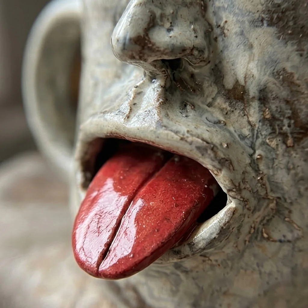Tongue-Out Face Handmade Ceramic Mug - Image 3