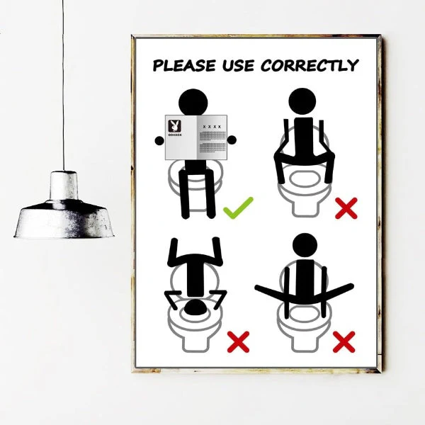 Funny Canvas Bathroom Warning Sign Poster - Image 2